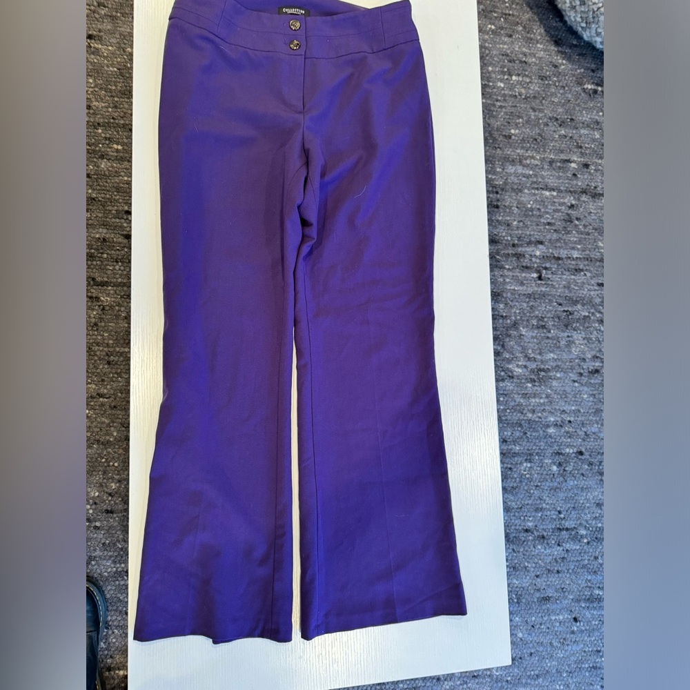 Size 12 purple pants waist 16 inches rise 10 inches in scene 29 inches